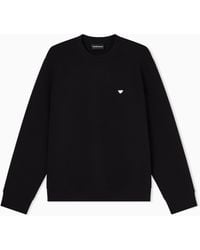 Emporio Armani - Double Jersey Sweatshirt With Micro Eagle Embroidery - Lyst