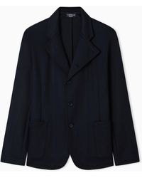 Emporio Armani - Icon Guru-Collar Wool-Blend Jacket With Off-Centre Fastening - Lyst