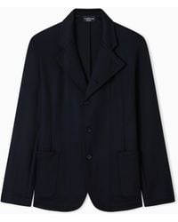 Emporio Armani - Icon Guru-Collar Wool-Blend Jacket With Off-Centre Fastening - Lyst