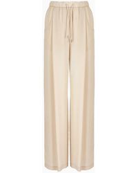 Emporio Armani - Palazzo Trousers In A Fluid Fabric - Lyst