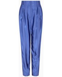 Emporio Armani - Pantaloni Gamba Ovale In Viscosa Jacquard Motivo Diagonale Ad Effetto Sfumato - Lyst