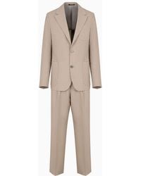Emporio Armani - Single-breasted Suit In A Stretch Summer Wool And Silk Blend Canvas - Lyst