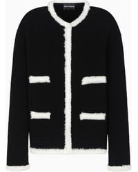 Emporio Armani - Chaqueta De Tejido Ottoman Con Bordes Con Flecos - Lyst