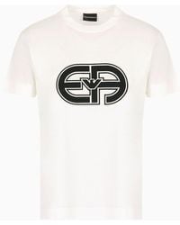 Emporio Armani - -blend Jersey T-shirt With Oversized Ea Patch - Lyst