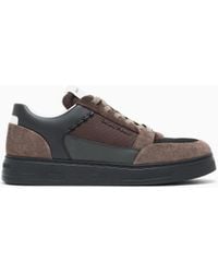 Emporio Armani - Sneakers Low-Top With Suede And Mesh Upper And Rubber Sole - Lyst