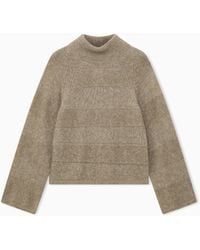 Emporio Armani - High-Neck Plain And Reverse Knit Sweater - Lyst