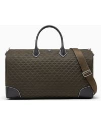 Emporio Armani - Duffle Bag With A Geometric Pattern And Leather Handles - Lyst