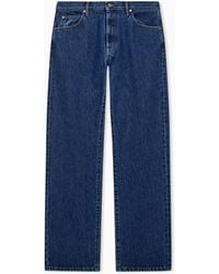Emporio Armani - Regular Fit Denim Jeans With Five Pockets And Leather Patch - Lyst