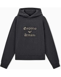 Emporio Armani - French Terry Jersey Hoodie With Soft Touch Logo Embroidery - Lyst