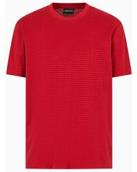 Emporio Armani - T-shirt Asv En Jersey Mélange Lyocell Avec Inscription Logo Floquée All Over - Lyst