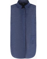 Emporio Armani - Icon Linen-Blend Chambray Oversized Top - Lyst