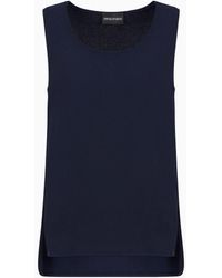 Emporio Armani - Stretch Sablé Fabric Top With Side Slits - Lyst