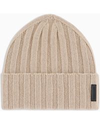 Emporio Armani - Pure Cashmere, Ribbed Beanie - Lyst