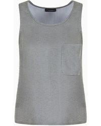 Emporio Armani - Asv Top In A Lyocell And Silk Blend With A Geometric Micro Motif - Lyst