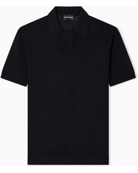 Emporio Armani - Lyocell-Blend Polo-Collar Link Stitch And Plain Knit Jumper - Lyst
