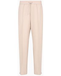 Emporio Armani - Wool-blend Drawstring Trousers With Veining - Lyst
