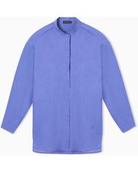 Emporio Armani - Pure Linen Shirt With Guru Collar - Lyst