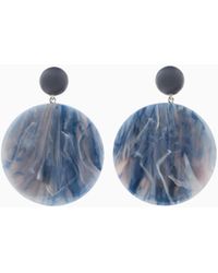Emporio Armani - Oversized Round Pendant Earrings With A Marbled Finish - Lyst