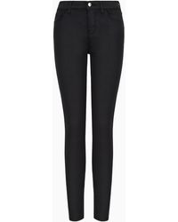 Emporio Armani - Jeans J20 High Waist Super Skinny Leg In Denim Stretch Effetto Pelle - Lyst