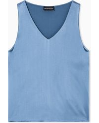 Emporio Armani - Top Mit V-Ausschnitt Aus Seiden-Satin - Lyst