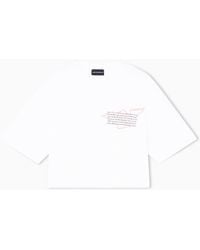 Emporio Armani - Cropped Jersey T-Shirt With Eagle Print - Lyst