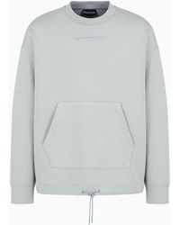 Emporio Armani - Modal-blend Jersey Sweatshirt With Logo Embroidery And A Pouch Pocket - Lyst