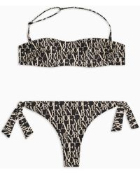 Emporio Armani - Logomania Print Padded Bandeau Bikini - Lyst