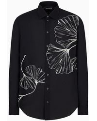 Emporio Armani - Viscose Shirt With An All-over Nature Print - Lyst