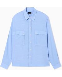 Emporio Armani - Denim-Effect Linen-Blend Shirt - Lyst