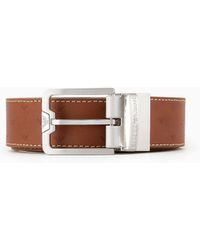Emporio Armani - Reversible Leather Belt With All-over Embossed Eagle - Lyst