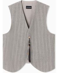 Emporio Armani - Multi-Striped 3D Effect Jaspé Jacquard Waistcoat - Lyst
