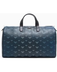 Emporio Armani - Coated Canvas Bowling Bag With All-Over Eagle - Lyst