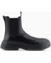 Emporio Armani - Chunky Crust Leather Effect Ankle Boots - Lyst