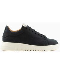 Emporio Armani - Nubuck Sneakers With Knurled Soles - Lyst