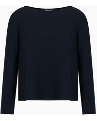 Emporio Armani - Technical Cady Blouse With Ruffle - Lyst