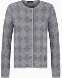 Emporio Armani - Cárdigan De Mezcla De Lana Con Motivo Vanisé De Rombos Icon - Lyst