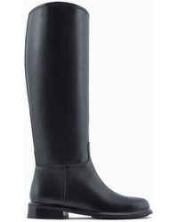 Emporio Armani - Icon Glossy-leather Boots - Lyst