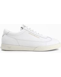 Emporio Armani - Leather Sneakers With An Embossed Logo And A Rubber Sole - Lyst