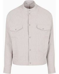 Emporio Armani - Shirt Jacket In Striped Seersucker Fabric - Lyst