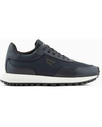 Emporio Armani - Asv Recycled Nylon Sneakers With Regenerated Saffiano Details - Lyst
