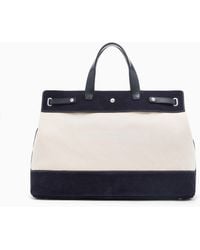 Emporio Armani - Canvas Shopper Bag With Leather Details - Lyst