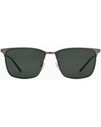 Emporio Armani - Asian Fit Rectangular Sunglasses - Lyst