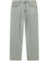 Emporio Armani - Five-Pocket Jacquard Denim Jeans With A Monogram Pattern - Lyst