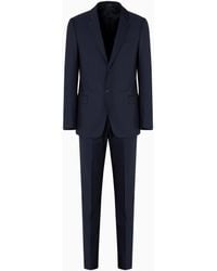 Emporio Armani - Einreihiger Anzug Aus High-Twist-Schurwolle Mit Mikromuster - Lyst
