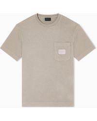 Emporio Armani - Asv Jersey T-Shirt With Leather Logo Patch - Lyst