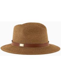 Emporio Armani - Two-toned, Woven Paper-yarn Hat - Lyst