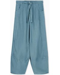 Emporio Armani - Garment-Dyed Linen And Lyocell Five-Pocket Trousers - Lyst