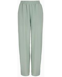 Emporio Armani - Silk-blend Crêpe-de-chine Trousers With Elasticated Waist - Lyst