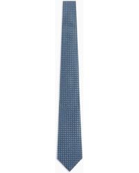 Emporio Armani - Pure Silk Tie With Jacquard Op-art Micro Pattern - Lyst