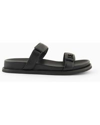 Emporio Armani - Nappa-leather Sandals With A Double Band - Lyst